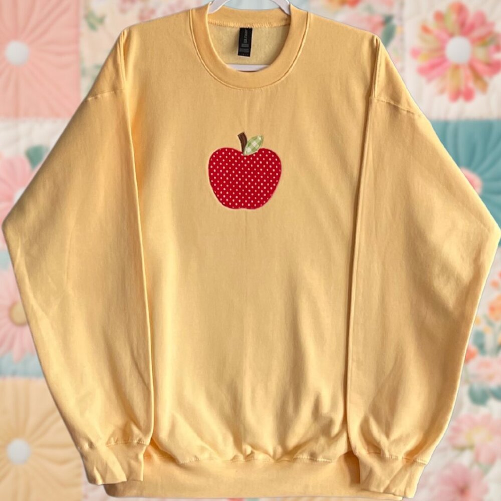 Apple Polka Dot Patchwork Large Yellow Embroidere… - image 1